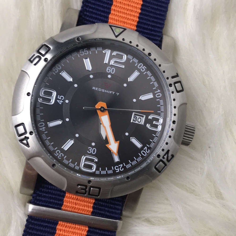Men’s red shift 7 NATO strap blue orange watch